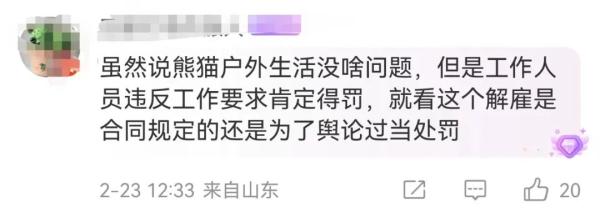 大熊猫花花除夕夜被遗忘外场，开除饲养员处罚过重？网友吵翻……