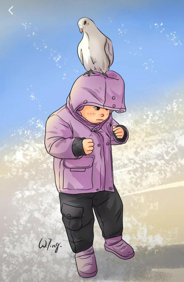 鸽子拿捏人类幼崽，引发一场网友绘画大赛