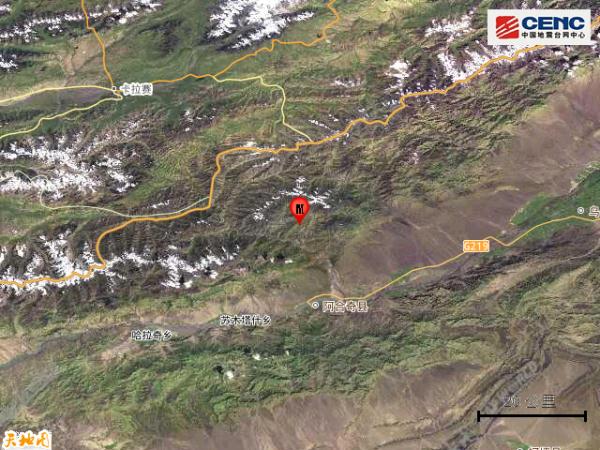 新疆克孜勒苏州阿合奇县发生3.8级地震