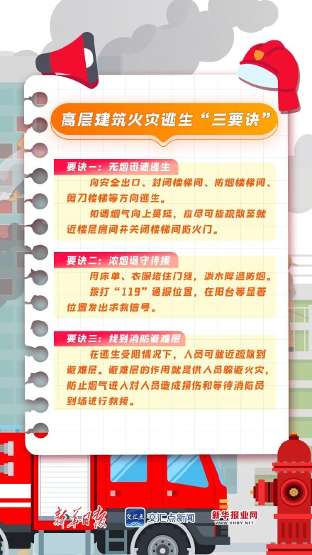 高层起火怎么办?这些逃生知识要牢记→ 高层起火怎么办?这些逃生知识要牢记→