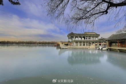颐和园朝霞绚丽如诗如画