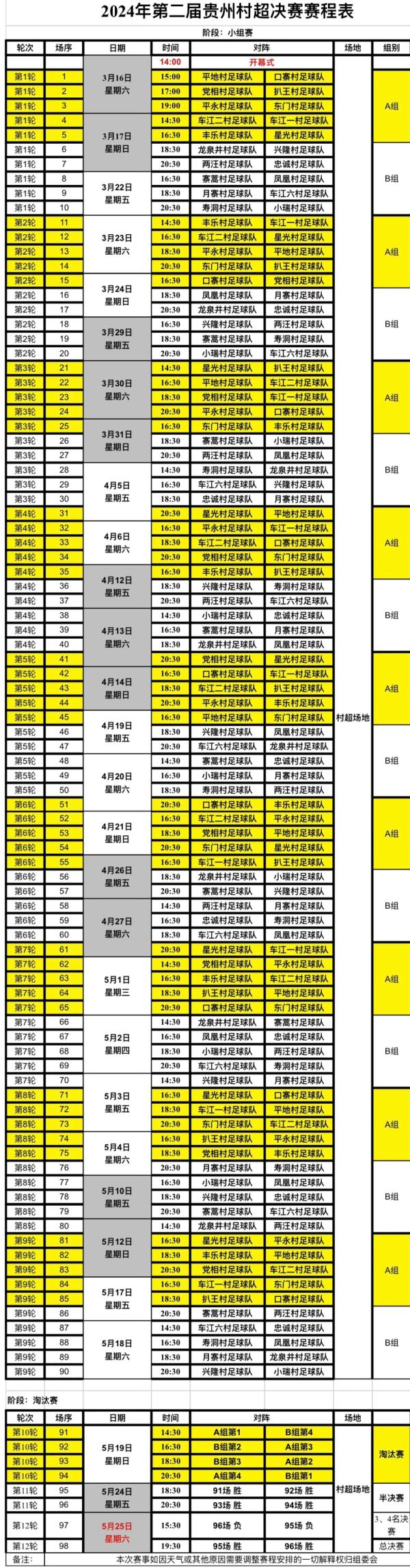 2024贵州“村超”决赛3月16日开赛 赛程表出炉→ 2024贵州“村超”决赛3月16日开赛 赛程表出炉→