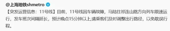 上海地铁11号线今晨再度发生故障，很多人堵在路上！网友吐槽：一周两次了