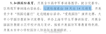 上海拟延长高中军训时间：过渡性探索由10天向14天转变