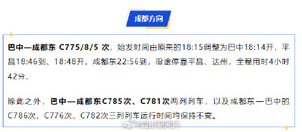 注意！今起巴中火车站部分列车运行有变