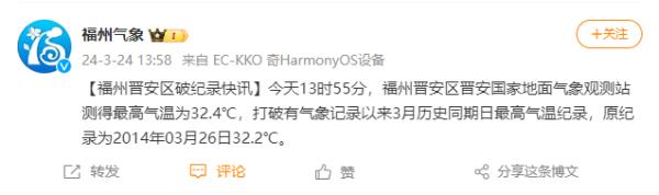 36.2℃!福州人穿上了短袖!福建多地破纪录! 36.2℃!福州人穿上了短袖!福建多地破纪录!