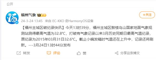 36.2℃!福州人穿上了短袖!福建多地破纪录! 36.2℃!福州人穿上了短袖!福建多地破纪录!