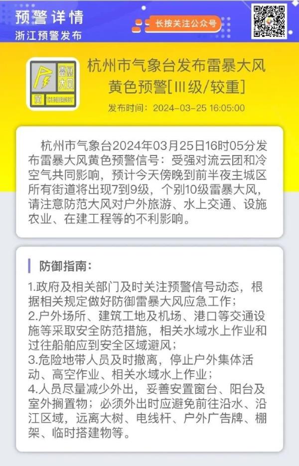 雷暴大风红色预警！还有暴雨、冰雹…浙江发布160条预警，下班早些回家
