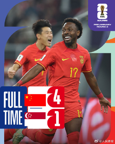世预赛：国足4:1大胜新加坡队