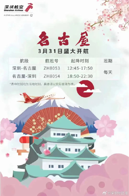 3月31日起,深圳机场新开名古屋航线 3月31日起,深圳机场新开名古屋航线