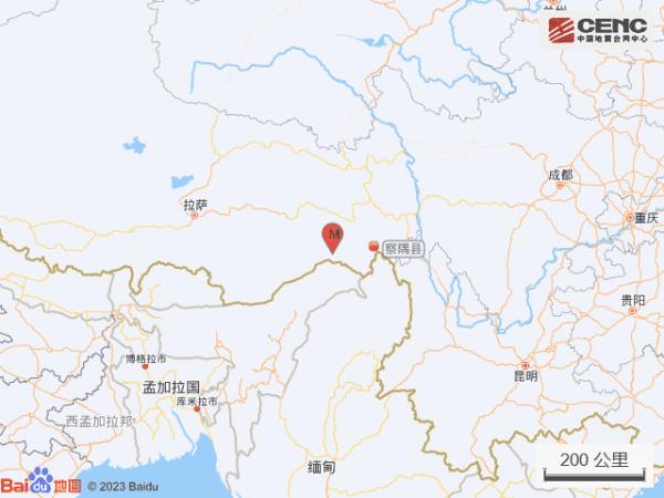 西藏林芝市察隅县发生3.1级地震