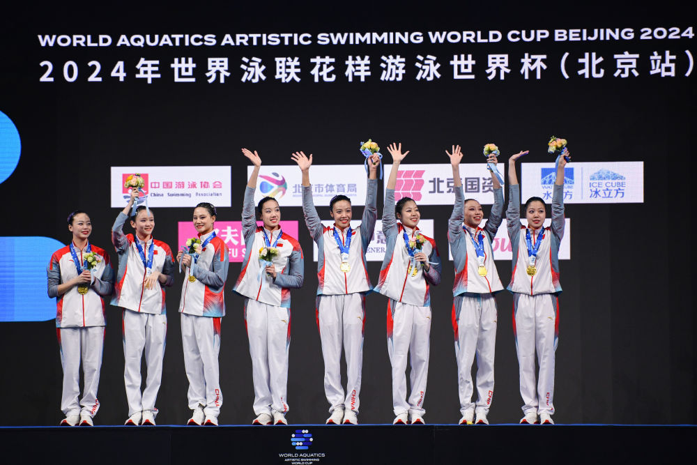 花样游泳世界杯北京站：中国队首日夺三金