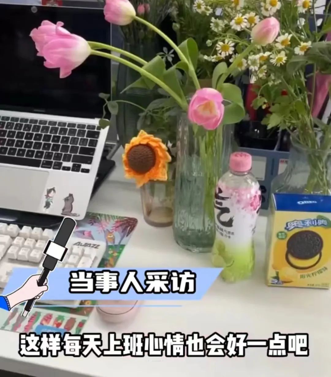 00后女生打造“春天工位”引围观！当代年轻人都在爆改工位，你是哪一种？