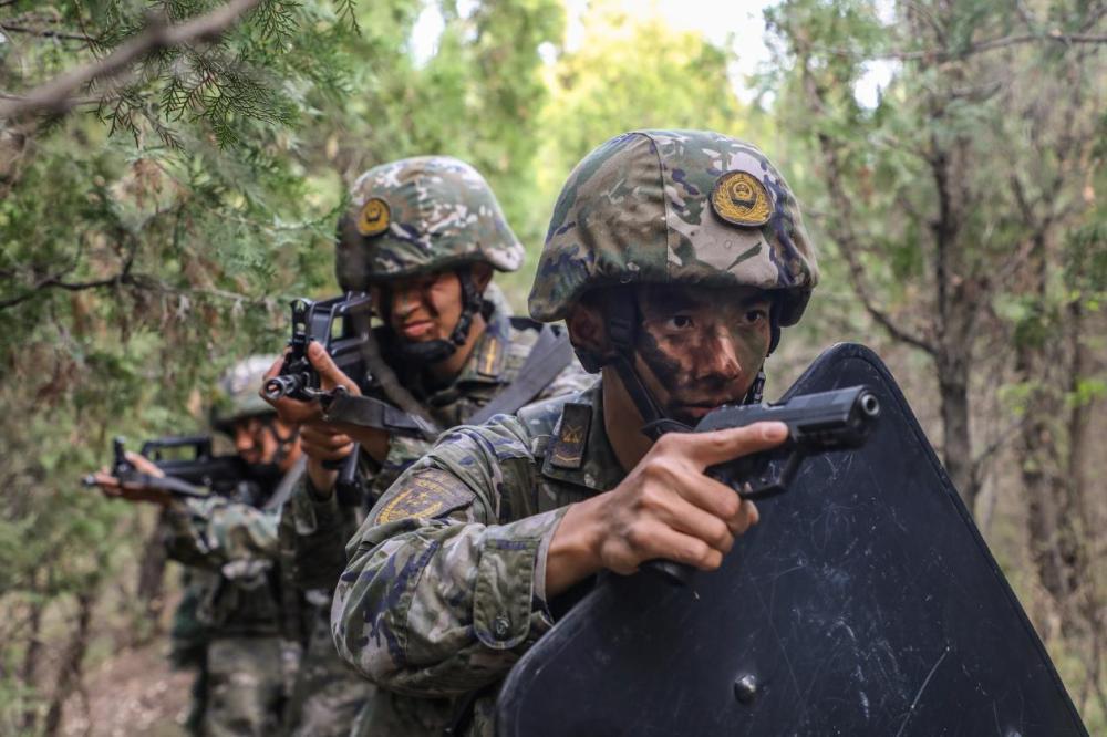 武警官兵春日练兵忙