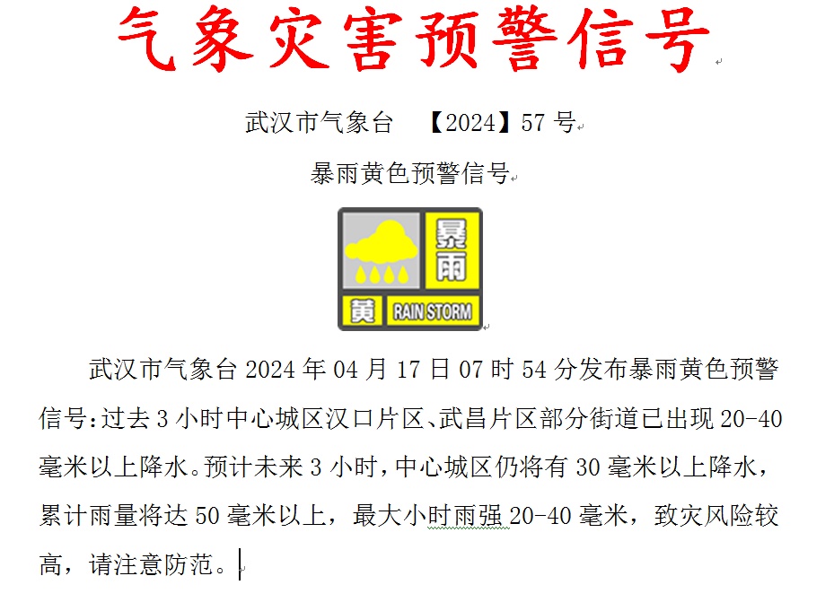 大雨、暴雨!预警连发,武汉这些地方要注意 大雨、暴雨!预警连发,武汉这些地方要注意