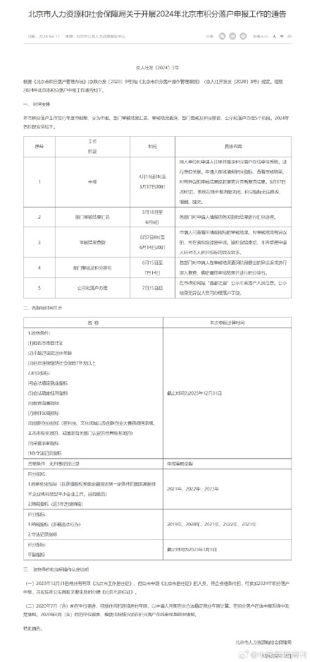 北京2024积分落户明起申报 北京2024积分落户明起申报
