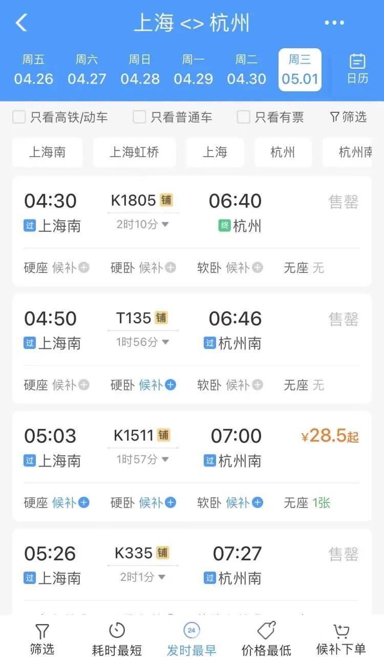 凌晨四五点的票也卖完了!五一假期首日车票秒没 凌晨四五点的票也卖完了!五一假期首日车票秒没