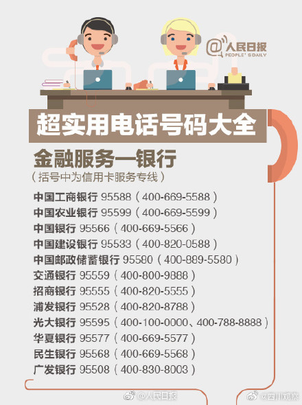 必备！100个超实用电话号码
