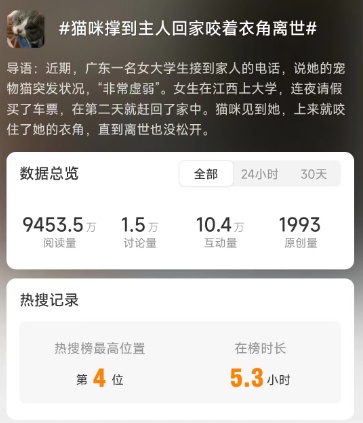 “猫咪撑到主人回家咬着衣角离世”冲上热搜，宠物回馈给人们的不仅仅是陪伴……