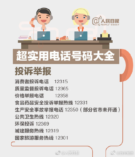 必备！100个超实用电话号码