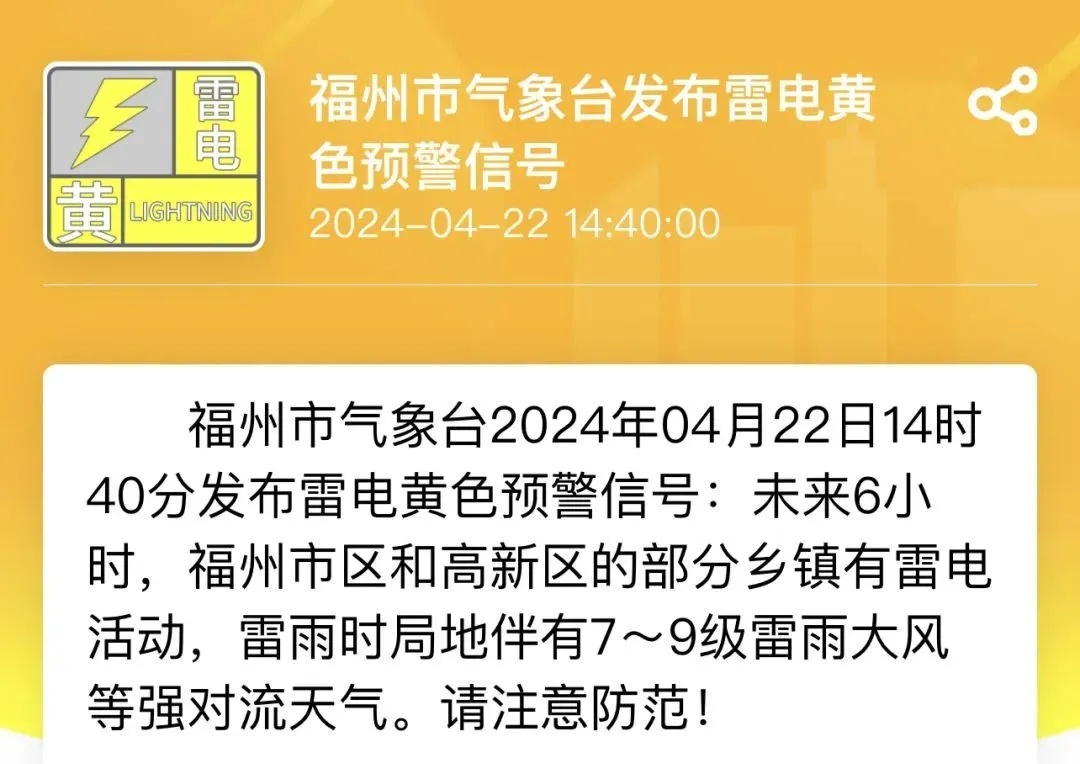 福建省内87条预警正在生效中！雷电+暴雨！快关窗......