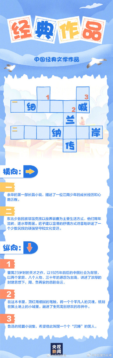 快来挑战一下阅读清单版填字游戏