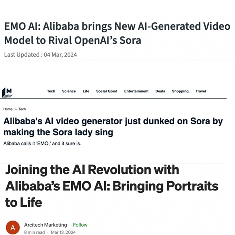 全量免费的EMO模型上架通义APP,外媒称之为Sora之后最受期待的大模型之一 全量免费的EMO模型上架通义APP,外媒称之为Sora之后最受期待的大模型之一