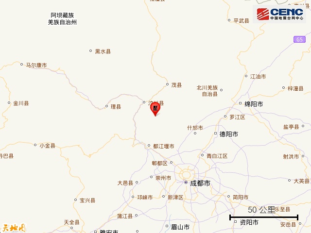 四川成都市彭州市发生3.0级地震