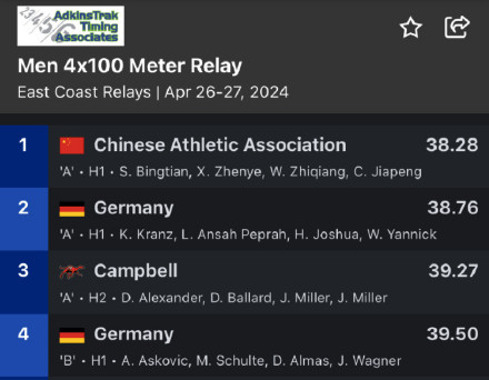 中国队百米接力跑出赛季最佳，苏炳添未参赛却“被上场”闹乌龙