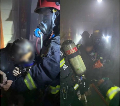 父女二人被困10楼火场，36名消防员到场搜救