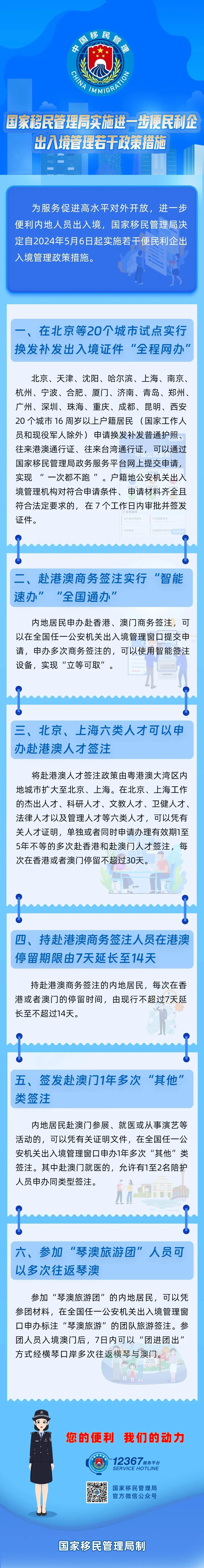 5月6日起实施！国家移民管理局实施进一步便民利企出入境管理若干政策措施