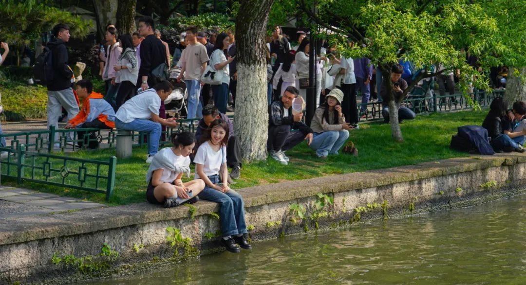 西湖边，很多人都被问住了！为啥没有栏杆？网友：这是“肌肉记忆”......