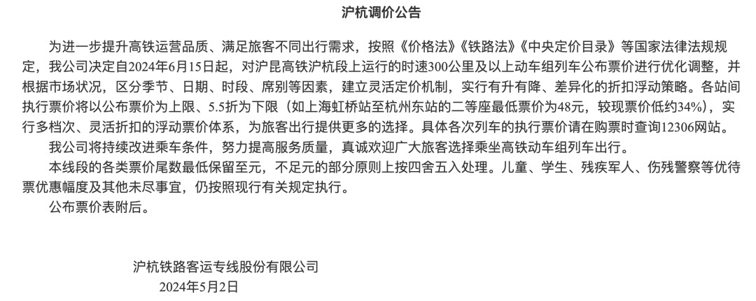 4条高铁线下月起调价！国铁集团回应→