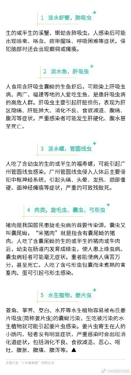 5种食物易含寄生虫