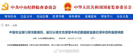 中国农业银行原副行长楼文龙被查