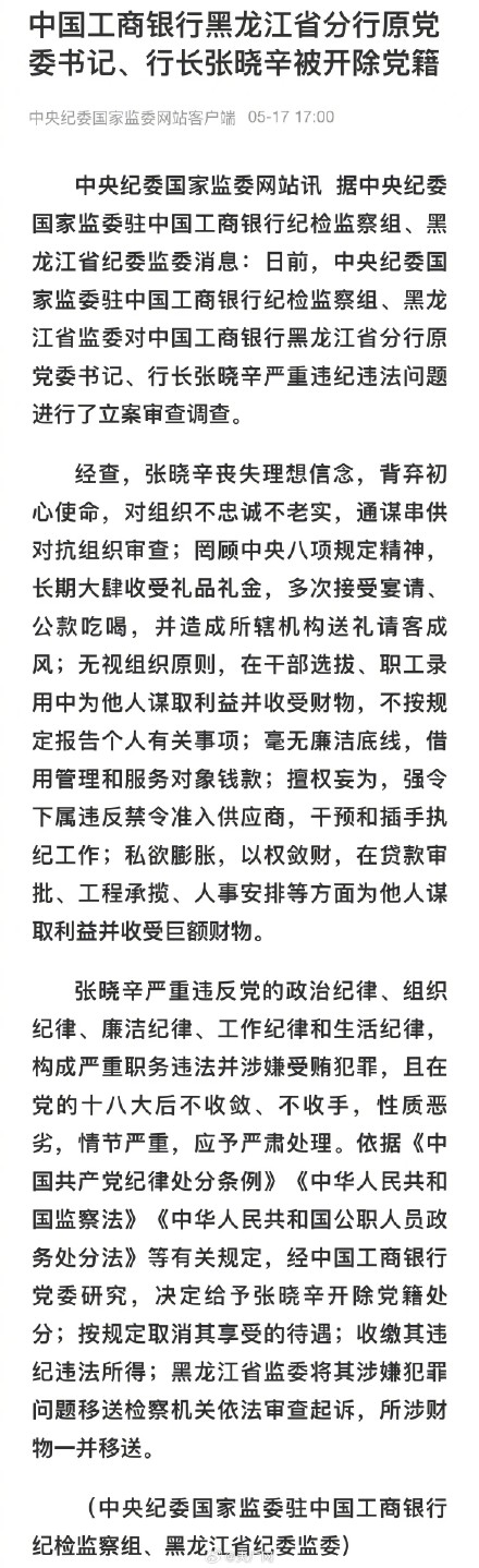 张晓辛被开除党籍 张晓辛被开除党籍