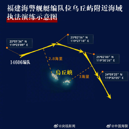 海警位乌丘屿东引岛附近开展综合执法演练