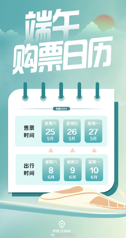 端午假期火车票购票日历