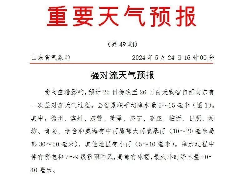 12市局部大雨或暴雨！25日傍晚-26日，山东将现强对流天气，局部有冰雹