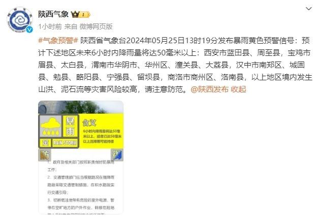注意防范！陕西发布山洪、地质灾害预警