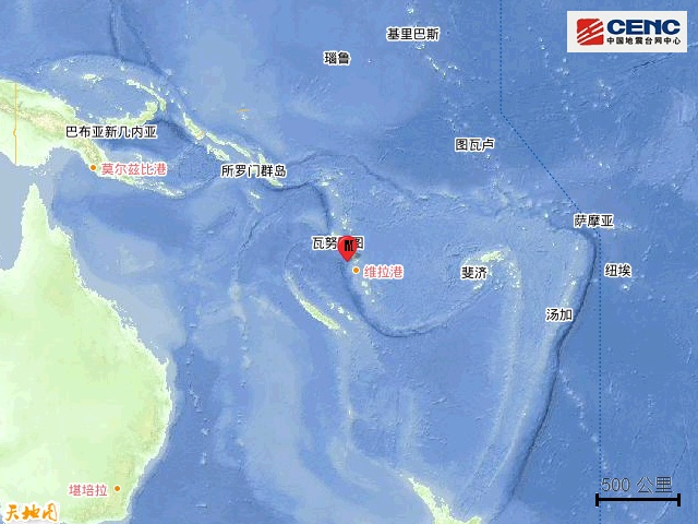 瓦努阿图群岛发生6.2级地震
