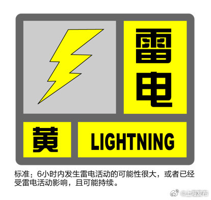 雷电又来了！上海刚刚发布雷电黄色预警