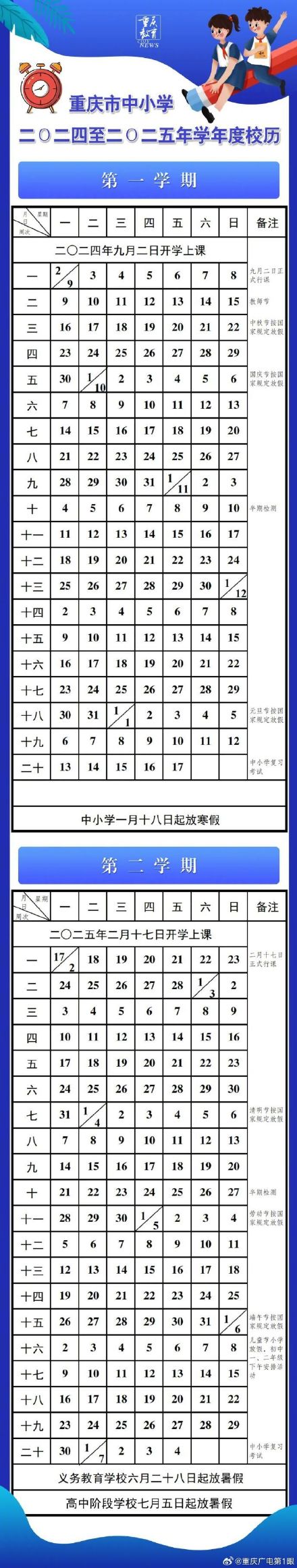 重庆中小学生今年暑假有65天 ！