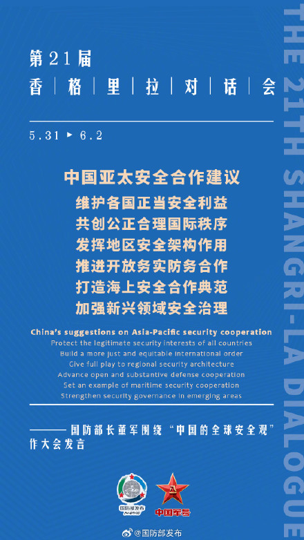 要点来了！董军在第21届香格里拉对话会上作大会发言