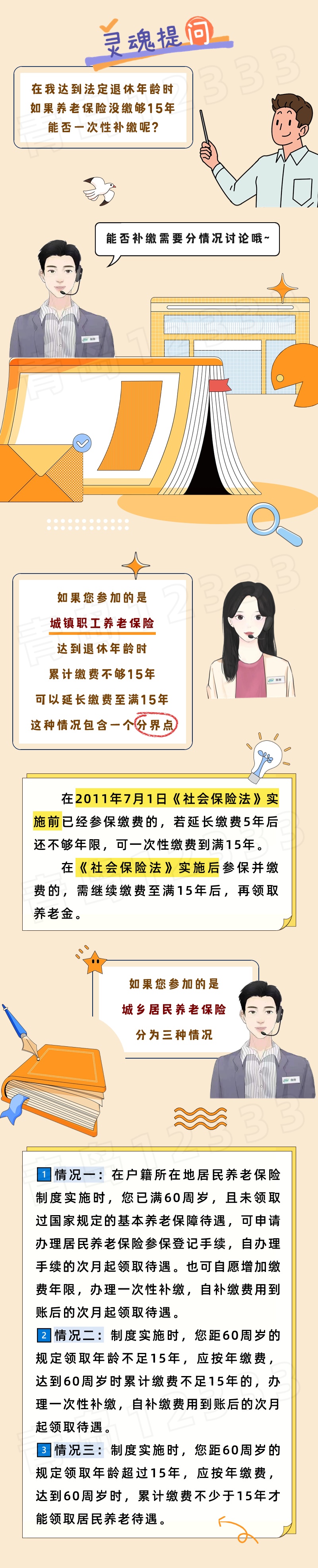 养老保险没缴够15年能否一次性补缴️ 养老保险没缴够15年能否一次性补缴️