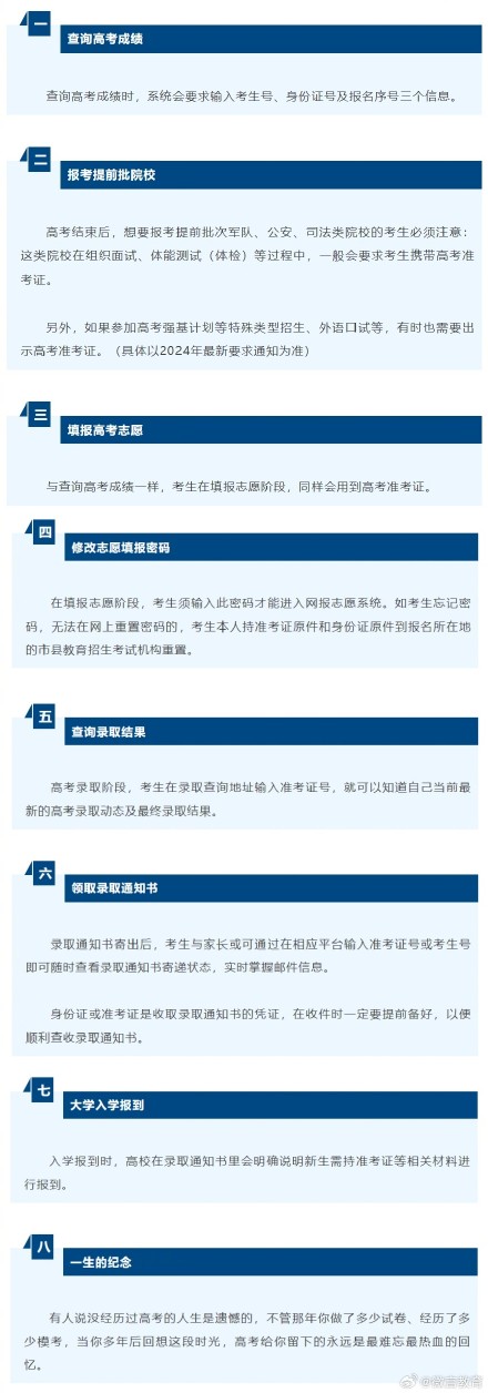 高考后准考证不要丢，用途很大