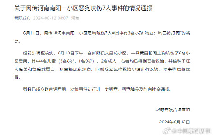 河南新野一恶犬咬伤6居民 包括4名儿童