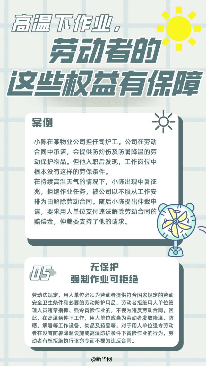 高温下作业，劳动者的这些权益有保障