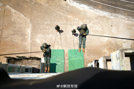 飞檐走壁！武警特战队员开展高空索降训练