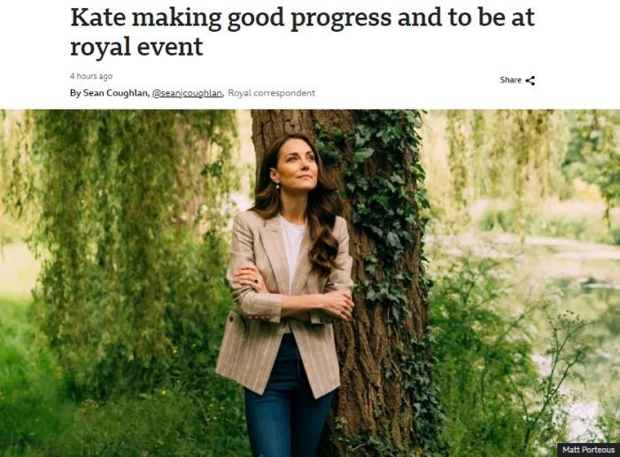 英国凯特王妃将公开露面 称癌症治疗进展良好 英国凯特王妃将公开露面 称癌症治疗进展良好